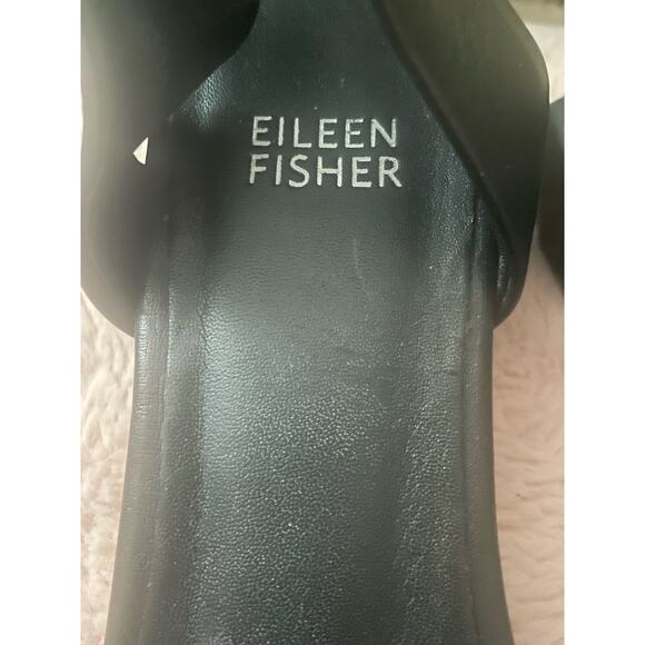 Eileen vm Fisher Vero Cuoio Black Metallic Silver Buckle Leather Sz 8.5 Sandal C - Picture 7 of 9